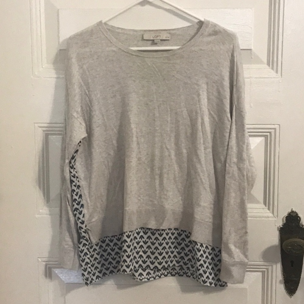 Loft high low hem butterfly print sweater